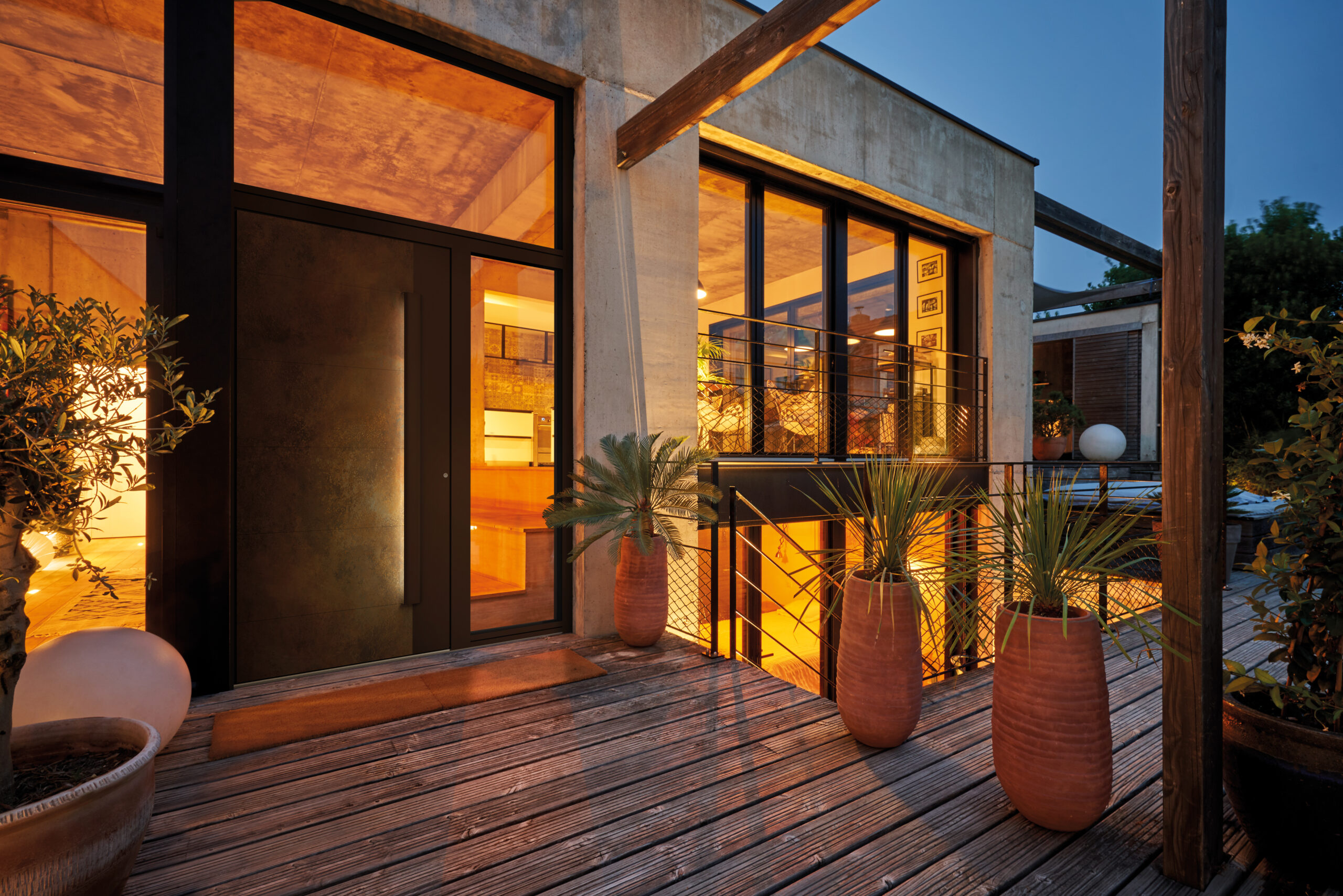 Porte d'entrée en alu CARPE DIEM Céramique Rouille Led