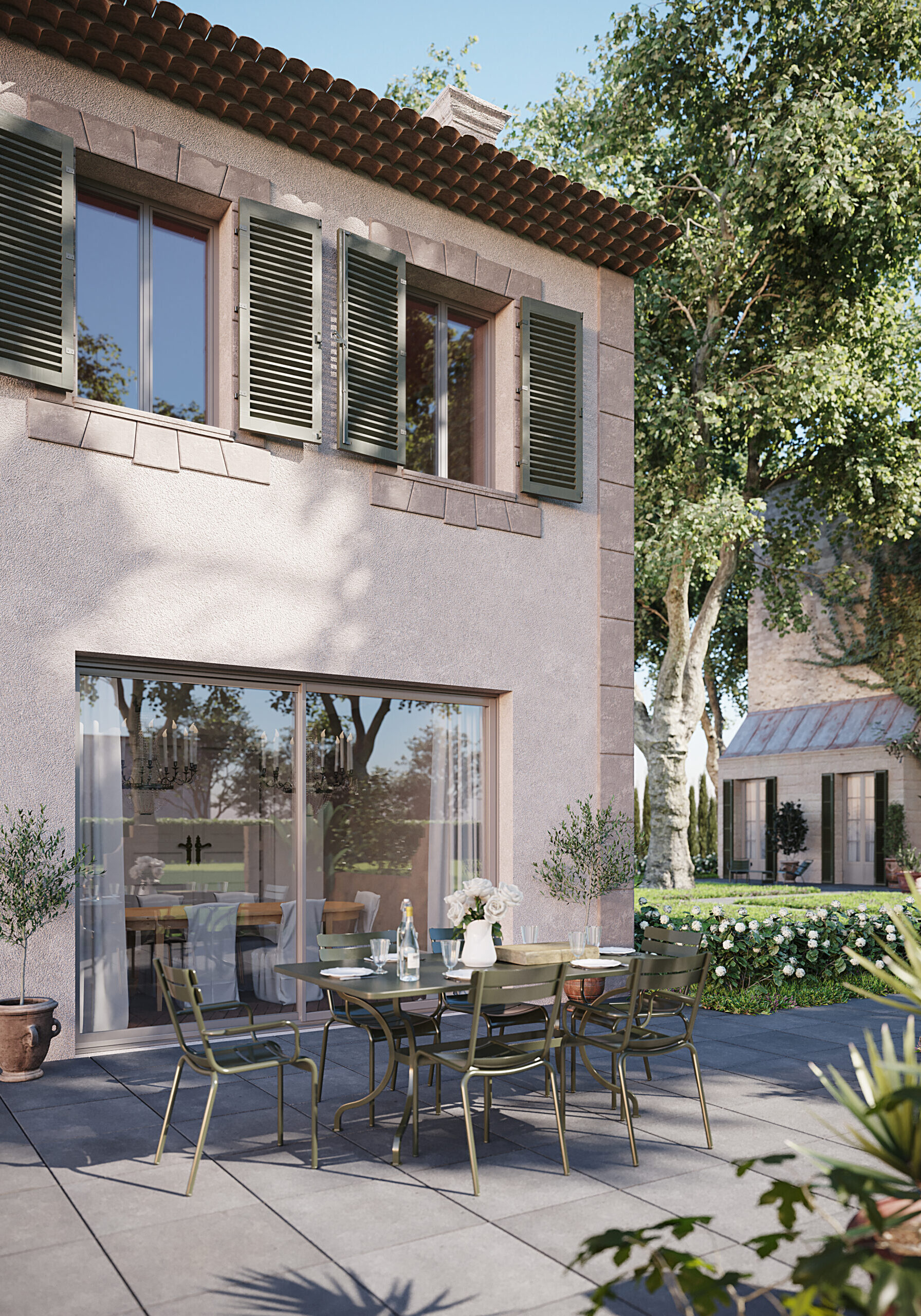 Maison provençale avec baie coulissante aluminium série 6700