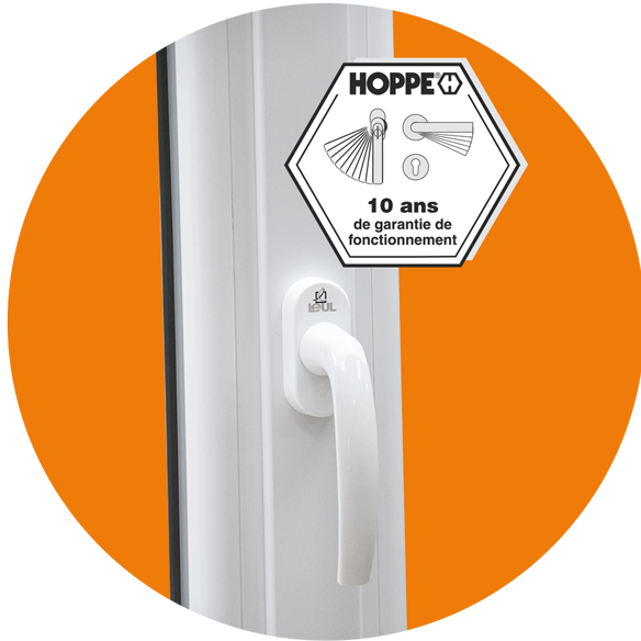 Poignée Secustik standard de LEUL pour menuiseries en PVC.